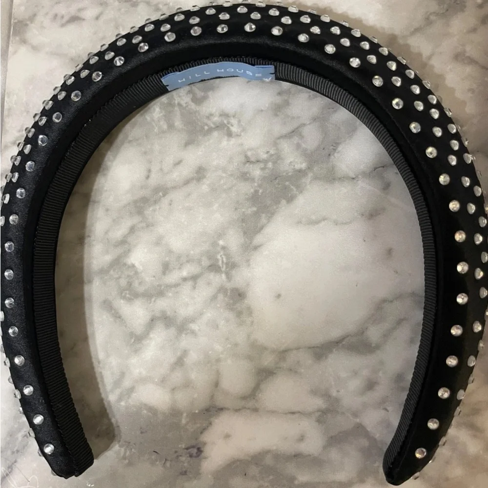 $128 NEW hill house home black jeweled satin 
